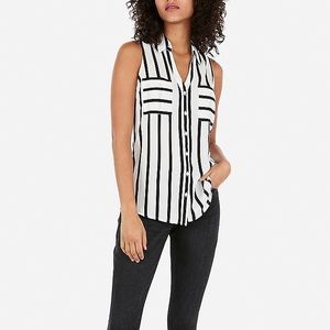 Black and White Striped Portofino Blouse